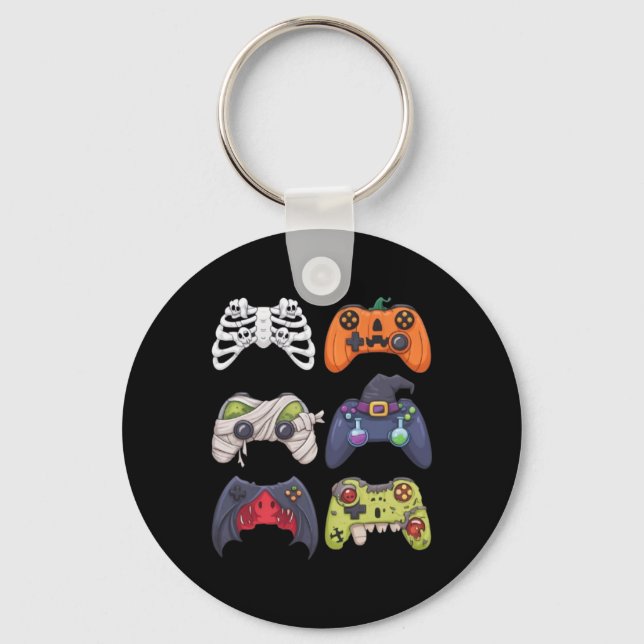 Halloween Skeleton Zombie Gaming Controllers Mummy Keychain (Front)
