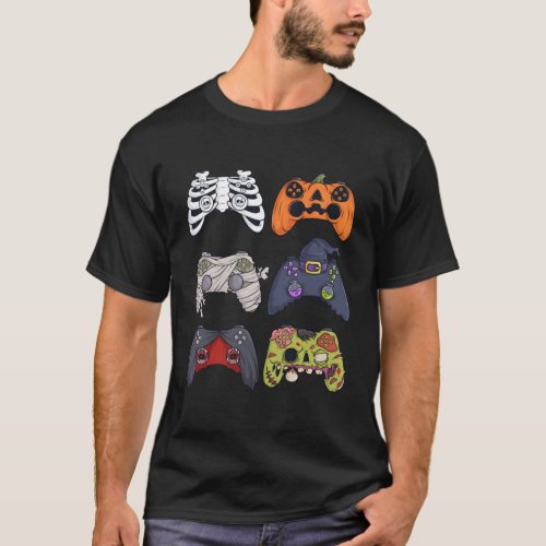 Halloween Skeleton Zombie Gaming Controllers Mummy T_Shirt