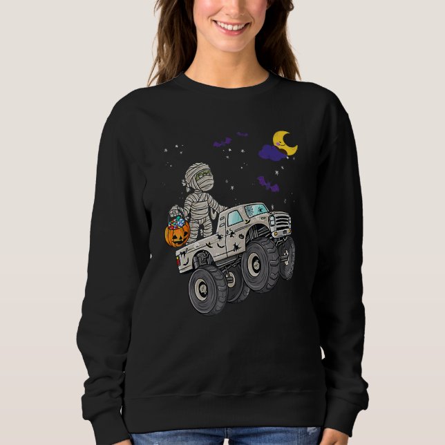Halloween Skeleton Zombie Riding Monster Truck Vam Sweatshirt (Front)