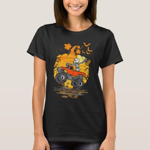 Halloween Skeleton Zombie Riding Monster Truck Vam T_Shirt