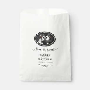 Halloween Skeletons Black & White Love is Sweet Favor Bag