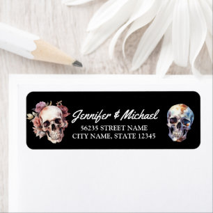 halloween skeletons gothic wedding black address label