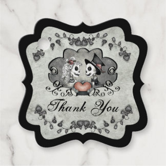 Halloween Skeletons Gray & Black Thank You Favor Tags