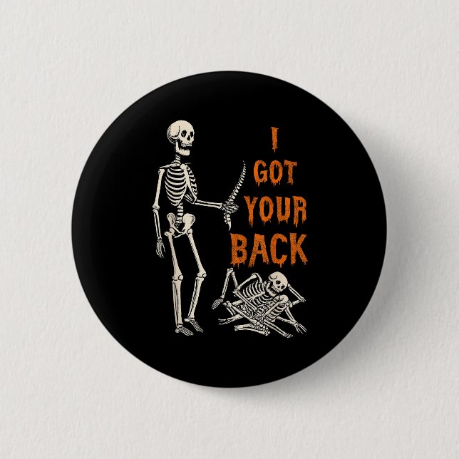 Halloween Skeletons Ive Got Your Back Costume Men  Button (Front)