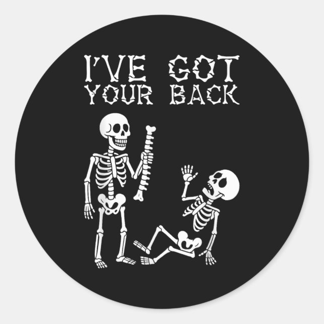 Halloween Skeletons Ive Got Your Back Costume Men  Classic Round Sticker (Front)