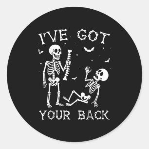 Halloween Skeletons Ive Got Your Back Costume Men Classic Round Sticker