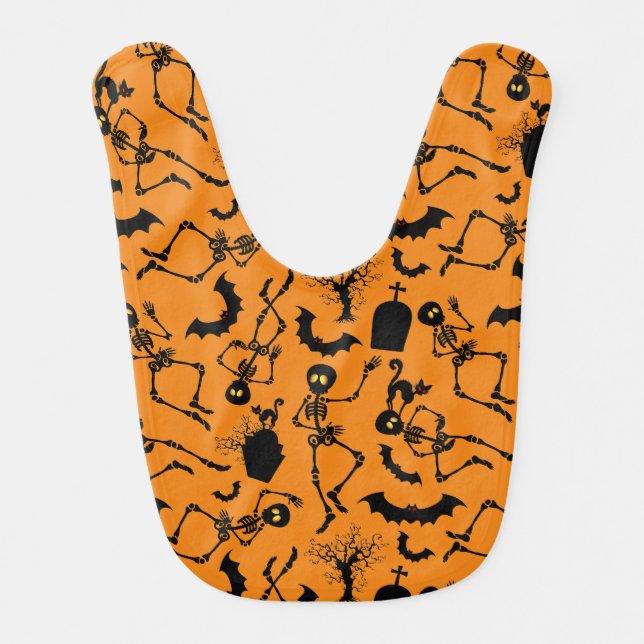 Halloween Skeletons Macabre Dance Baby Bib (Front)