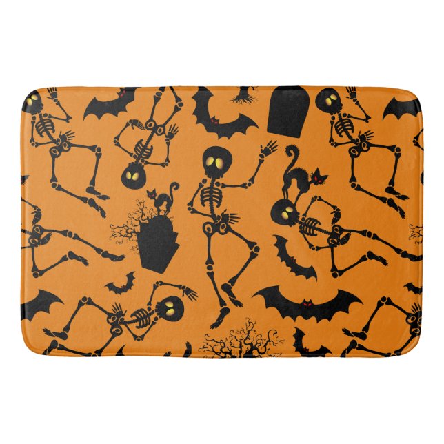 Halloween Skeletons Macabre Dance Bath Mat (Front)