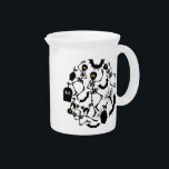 Halloween Skeletons Macabre Dance Beverage Pitcher<br><div class="desc">Halloween Skeletons Macabre Dance,  bats,  witch cats and tomb stones,  all elements assembled to compose a spooky pattern. Original vector graphic art copyright BluedarkArt.</div>