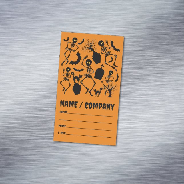 Halloween Skeletons Macabre Dance Business Card Magnet (In Situ)