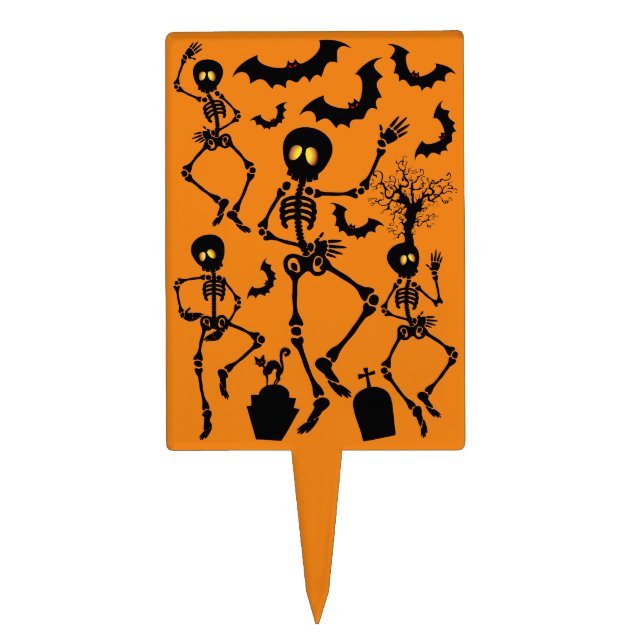 Halloween Skeletons Macabre Dance Cake Topper (Front)