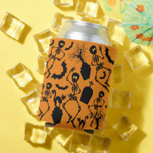 Halloween Skeletons Macabre Dance Can Cooler