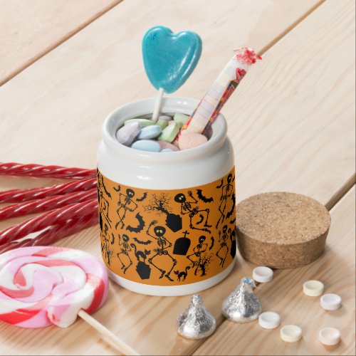 Halloween Skeletons Macabre Dance Candy Jar