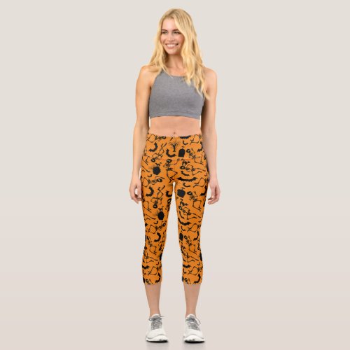 Halloween Skeletons Macabre Dance Capri Leggings