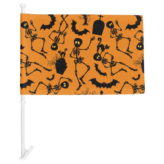 Halloween Skeletons Macabre Dance Car Flag (Front)