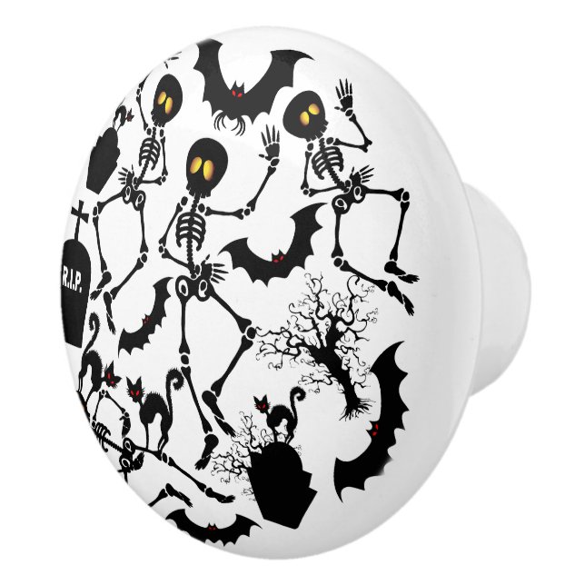 Halloween Skeletons Macabre Dance Ceramic Knob (Right)