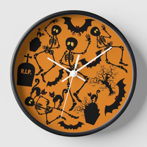 Halloween Skeletons Macabre Dance Clock