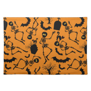 Halloween Skeletons Macabre Dance Cloth Placemat
