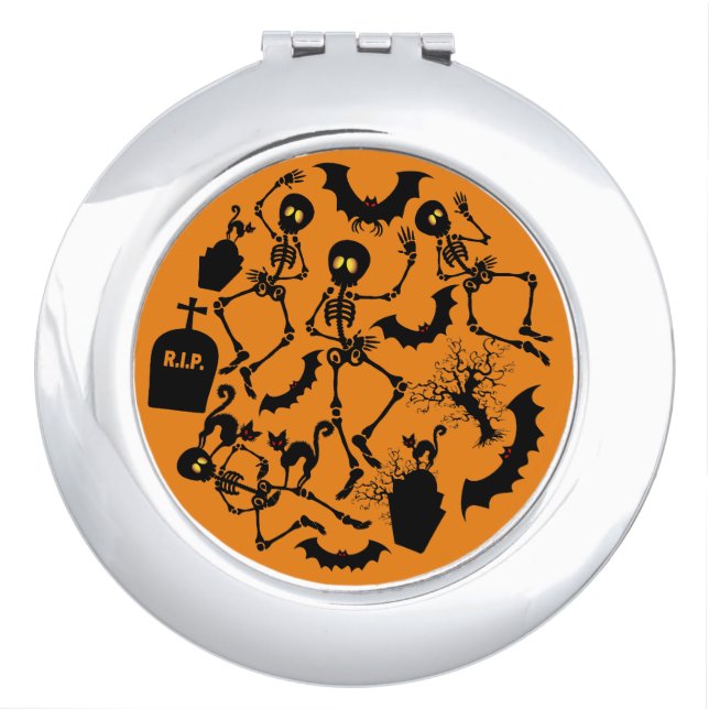 Halloween Skeletons Macabre Dance Compact Mirror (Front)
