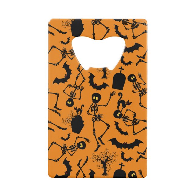 Halloween Skeletons Macabre Dance Credit Card Bottle Opener (Front)