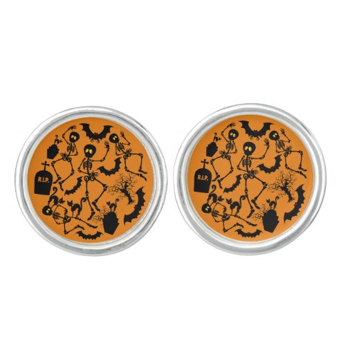 Halloween Skeletons Macabre Dance Cufflinks