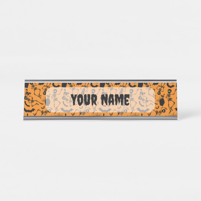 Halloween Skeletons Macabre Dance Desk Name Plate (Front)