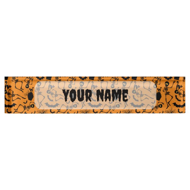 Halloween Skeletons Macabre Dance Desk Name Plate (Front)