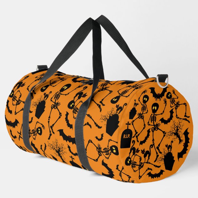 Halloween Skeletons Macabre Dance Duffle Bag (Left Corner)