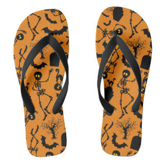 Halloween Skeletons Macabre Dance Flip Flops