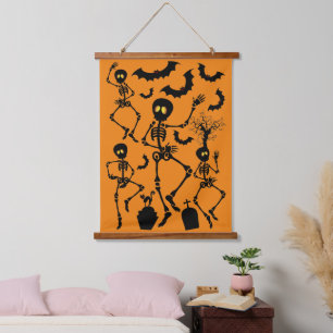 Halloween Skeletons Macabre Dance Hanging Tapestry