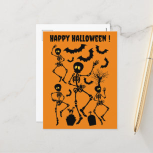 Halloween Skeletons Macabre Dance Holiday Postcard