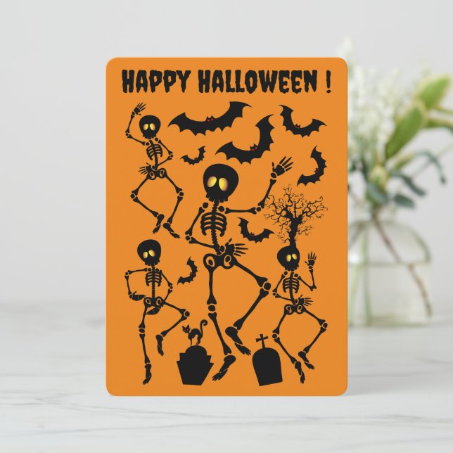 Halloween Skeletons Macabre Dance Invitation (Standing Front)