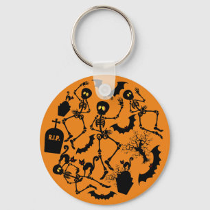 Halloween Skeletons Macabre Dance Keychain
