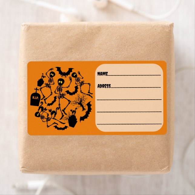 Halloween Skeletons Macabre Dance Label (Insitu)