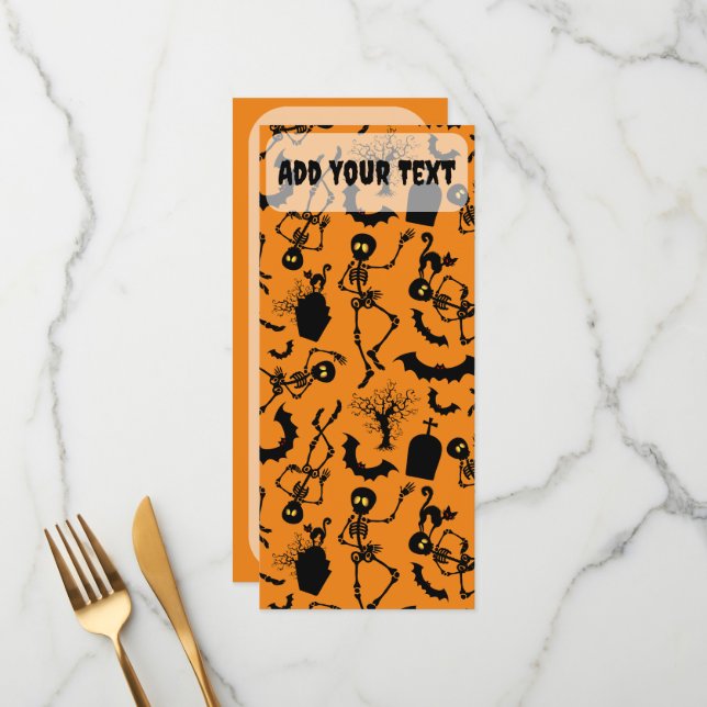 Halloween Skeletons Macabre Dance Menu (Front/Back In Situ)