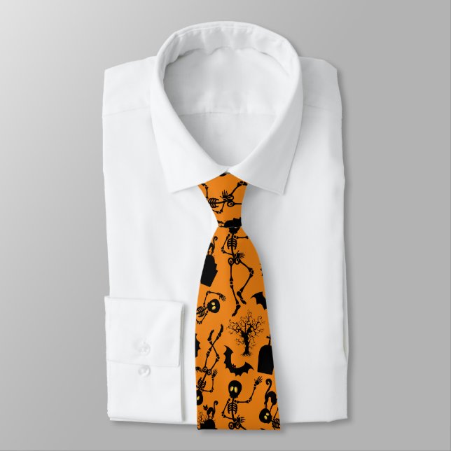 Halloween Skeletons Macabre Dance Neck Tie (Tied)