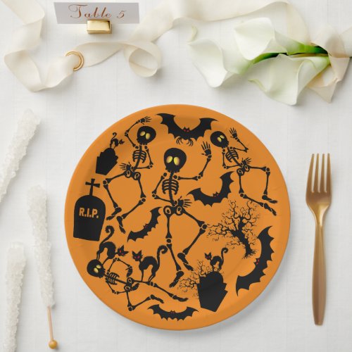 Halloween Skeletons Macabre Dance Paper Plates