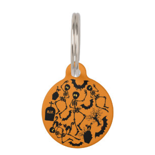 Halloween Skeletons Macabre Dance Pet ID Tag