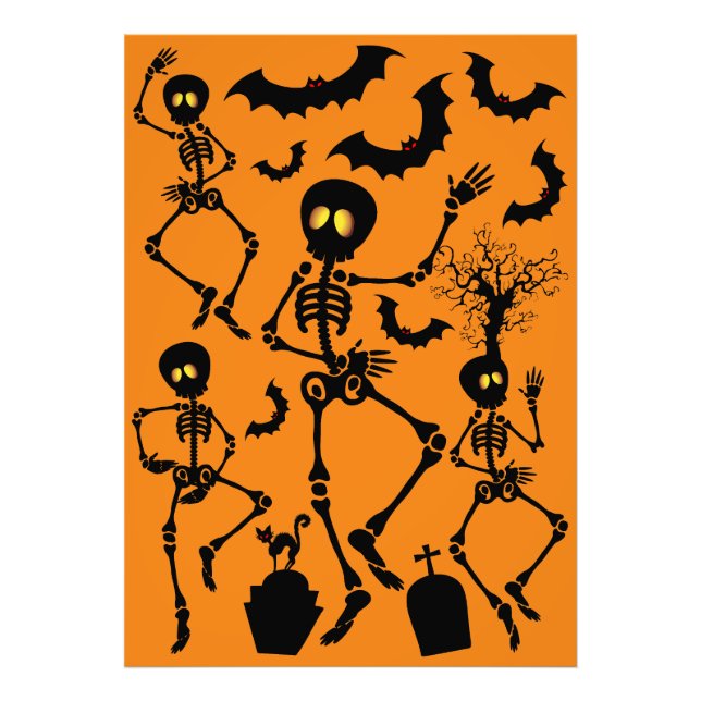 Halloween Skeletons Macabre Dance Photo Print (Front)