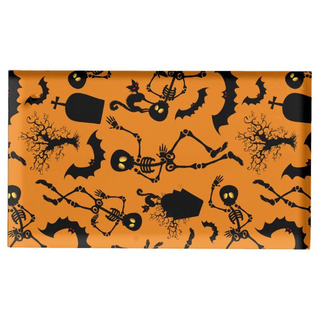 Halloween Skeletons Macabre Dance Place Card Holder (Front)