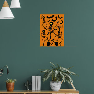 Halloween Skeletons Macabre Dance Poster