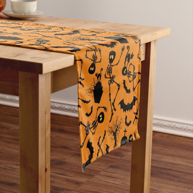 Halloween Skeletons Macabre Dance Short Table Runner (In Situ)