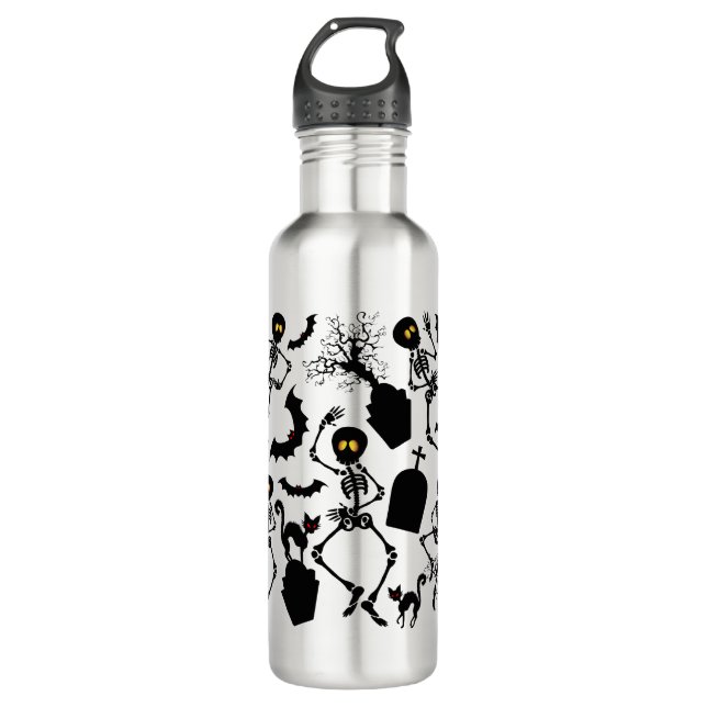 Halloween Skeletons Macabre Dance Stainless Steel Water Bottle (Front)
