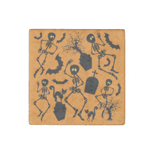 Halloween Skeletons Macabre Dance Stone Magnet