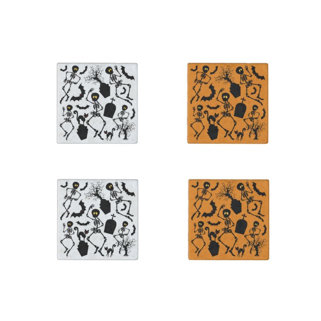 Halloween Skeletons Macabre Dance Stone Magnet (Front)