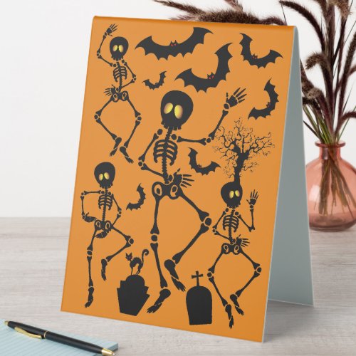 Halloween Skeletons Macabre Dance Table Tent Sign