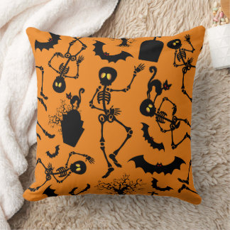 Halloween Skeletons Macabre Dance Throw Pillow