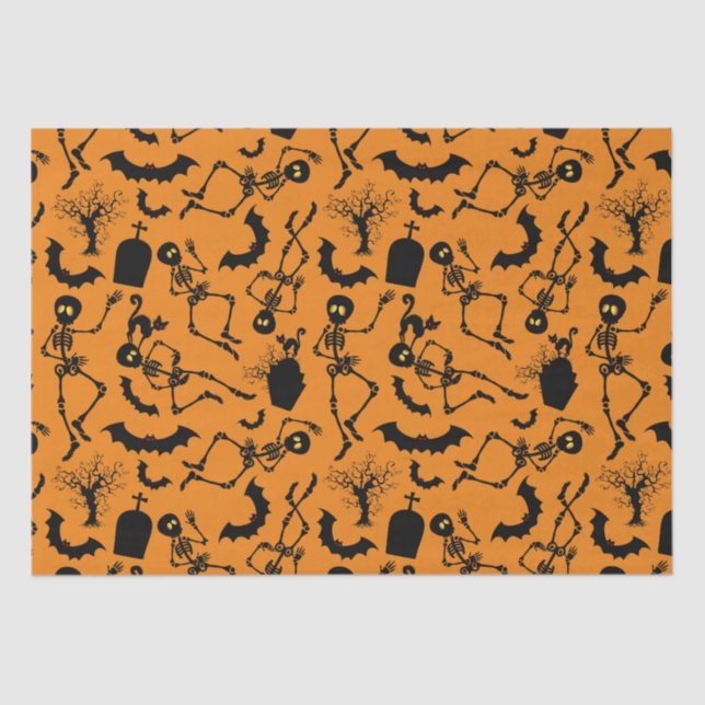 Halloween Skeletons Macabre Dance Tissue Paper (Front)