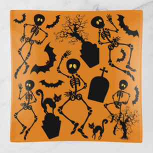 Halloween Skeletons Macabre Dance Trinket Tray