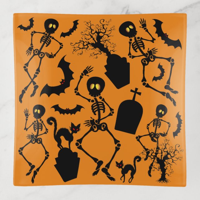 Halloween Skeletons Macabre Dance Trinket Tray (Front)